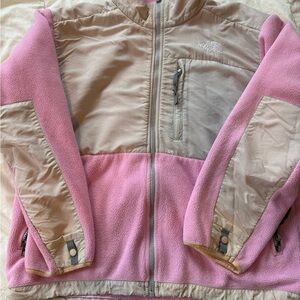 Pink Cream Zip Up Fleece Jacket North Face
